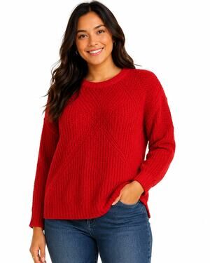 Apt. 9 Women’s Medium Red Glitter Knit Pullover Sweater Holiday Party NWT